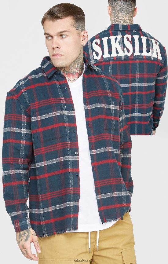 SikSilk לבוש 008V2F466 חולצת שרוולים ארוכים עם לוגו מגבות נייבי גברים
