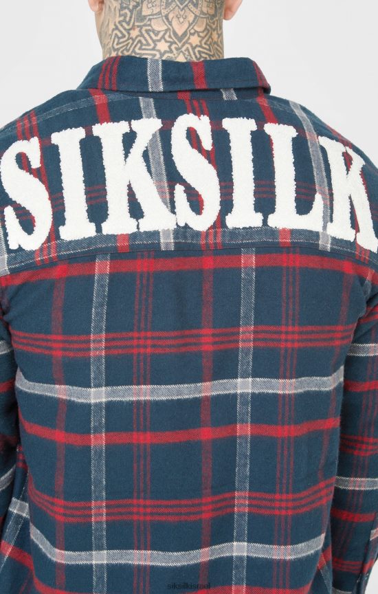 SikSilk לבוש 008V2F466 חולצת שרוולים ארוכים עם לוגו מגבות נייבי גברים