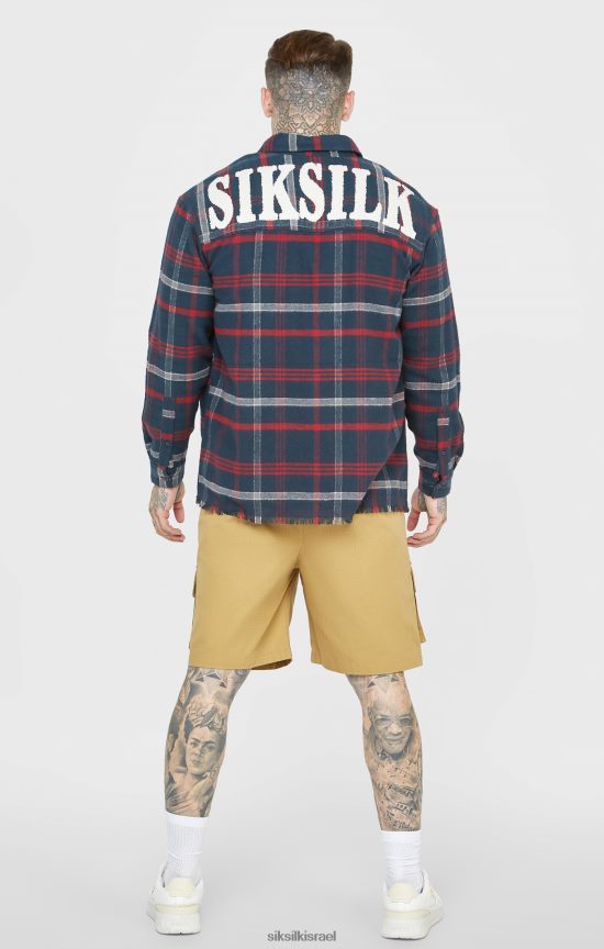 SikSilk לבוש 008V2F466 חולצת שרוולים ארוכים עם לוגו מגבות נייבי גברים