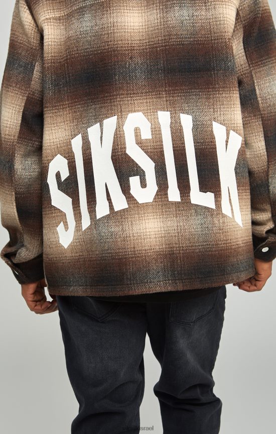 SikSilk לבוש 008V2F467 חולצת לבוש מודפסת לוגו חום גברים