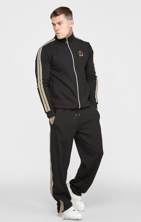 SikSilk לבוש 008V2F476 ז'קט שחור עם צווארון משפך גברים