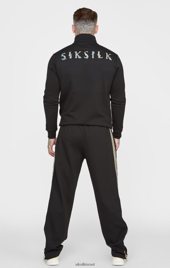 SikSilk לבוש 008V2F476 ז'קט שחור עם צווארון משפך גברים