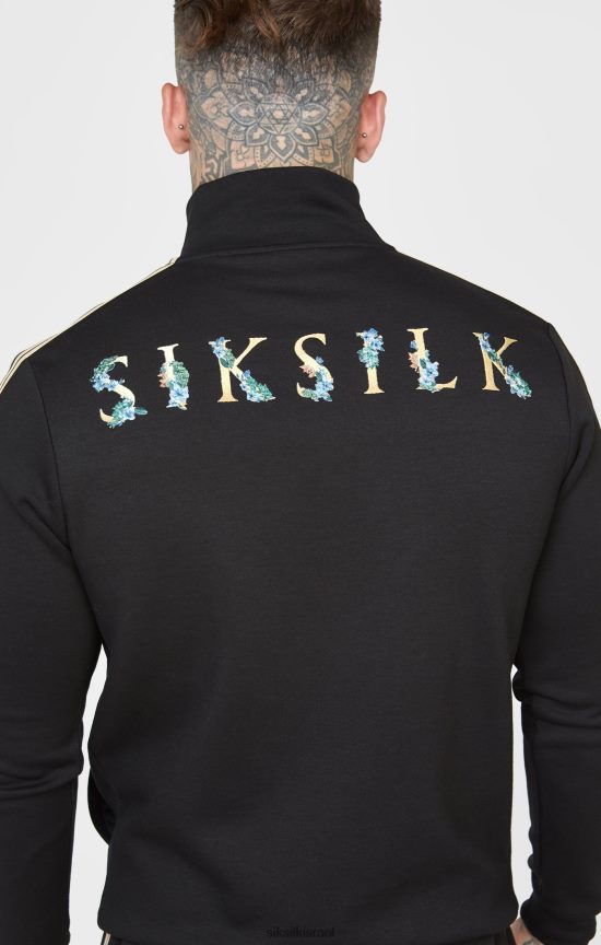 SikSilk לבוש 008V2F476 ז'קט שחור עם צווארון משפך גברים