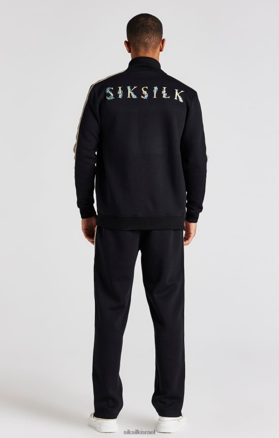 SikSilk לבוש 008V2F476 ז'קט שחור עם צווארון משפך גברים