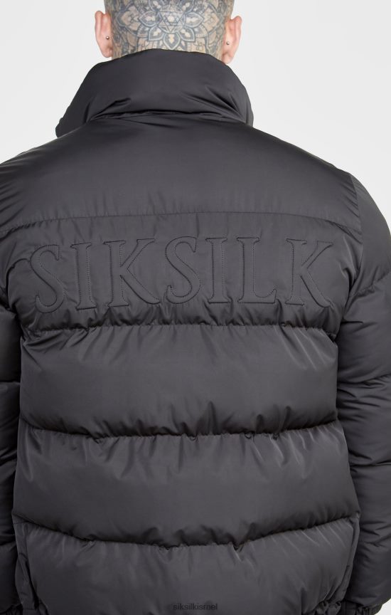 SikSilk לבוש 008V2F479 ז'קט בועות לוגו בולט שחור גברים