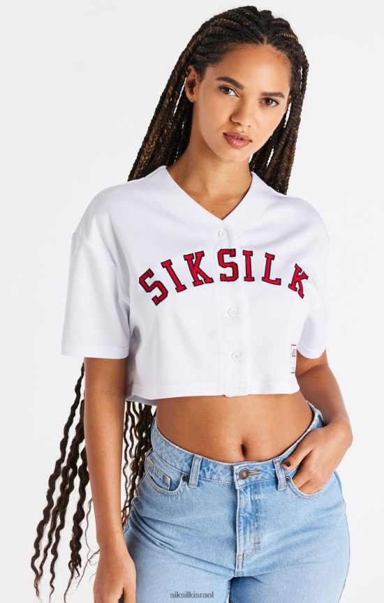 SikSilk לבוש 008V2F50 חולצת בייסבול לבנה נשים