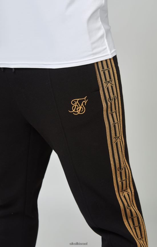 SikSilk לבוש 008V2F508 מכנסי טייפ סרוג זהב שחור גברים