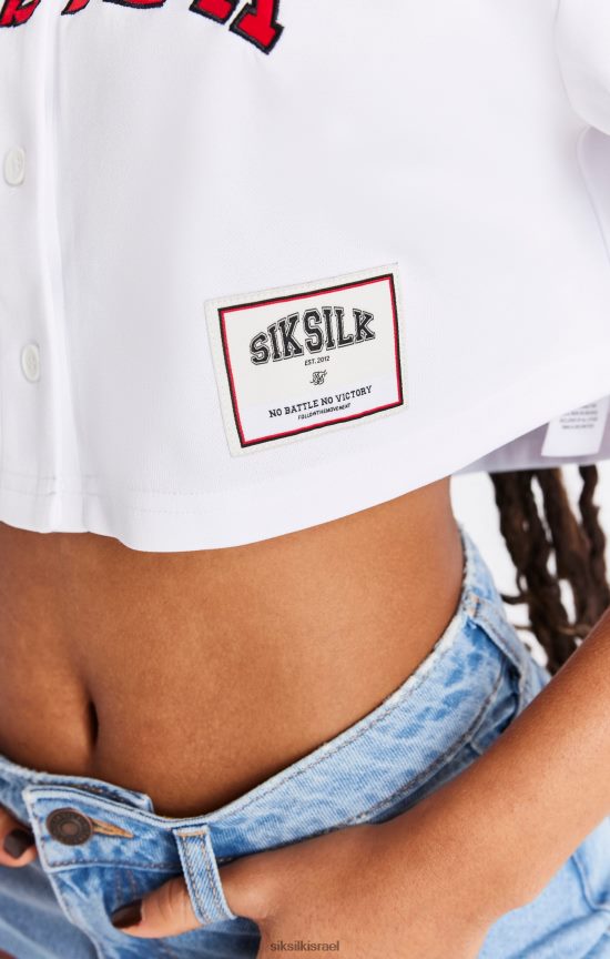 SikSilk לבוש 008V2F50 חולצת בייסבול לבנה נשים