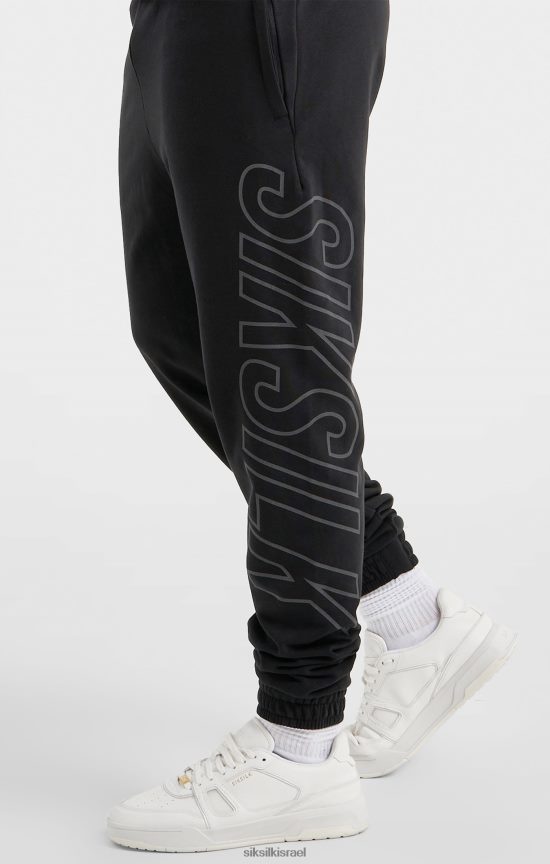 SikSilk לבוש 008V2F525 מכנס מיתוג גדול בכושר ספורט שחור גברים