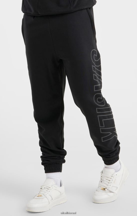 SikSilk לבוש 008V2F525 מכנס מיתוג גדול בכושר ספורט שחור גברים