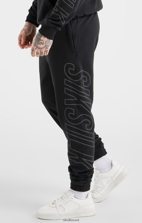 SikSilk לבוש 008V2F525 מכנס מיתוג גדול בכושר ספורט שחור גברים