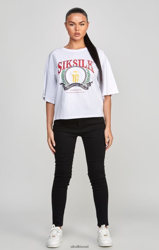 SikSilk לבוש 008V2F53 חולצת טריקו לבנה בוורסיטי קרופ נשים