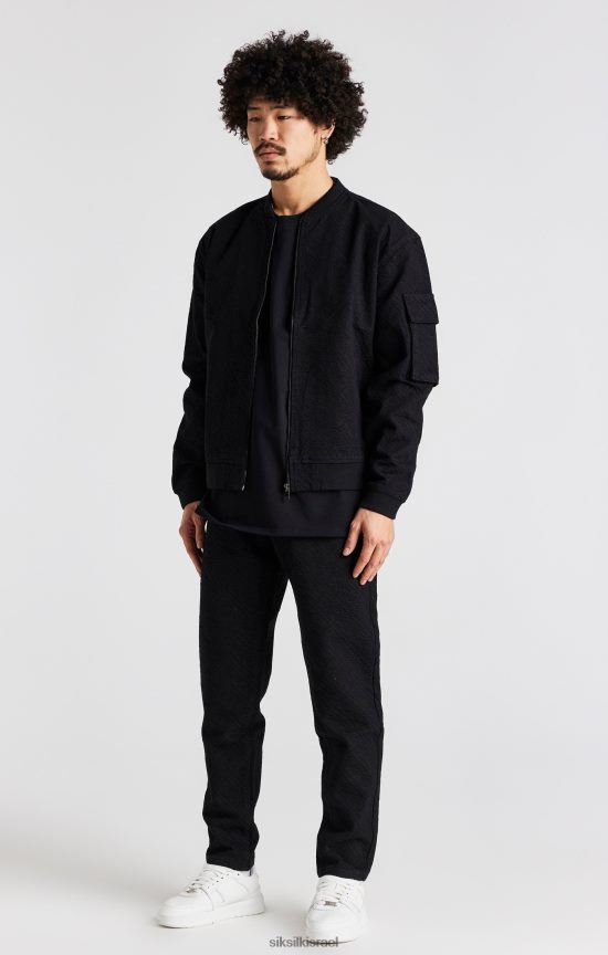 SikSilk לבוש 008V2F546 ג'ינס ג'ינס בגזרה בגזרה שחורה חוזרת גברים