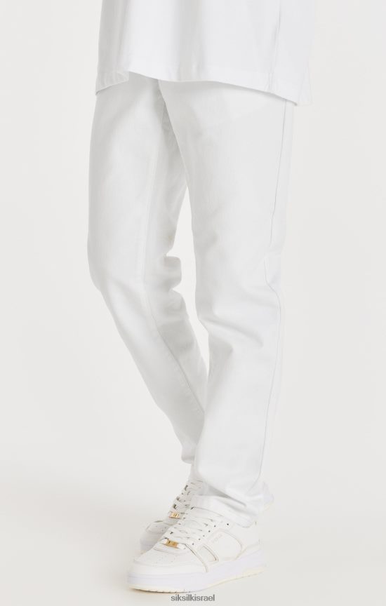 SikSilk לבוש 008V2F547 ג'ינס לבן בגזרה ישרה גברים