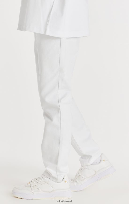 SikSilk לבוש 008V2F547 ג'ינס לבן בגזרה ישרה גברים