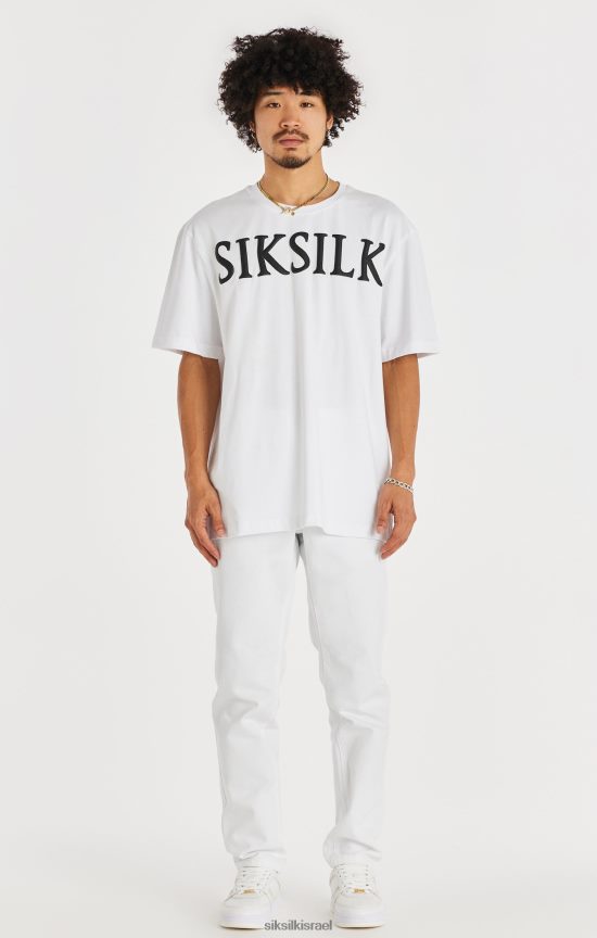 SikSilk לבוש 008V2F547 ג'ינס לבן בגזרה ישרה גברים