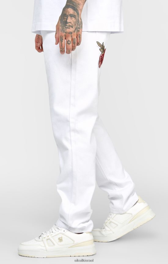 SikSilk לבוש 008V2F550 ורד לבן בגזרת ג'ינס ישר גברים