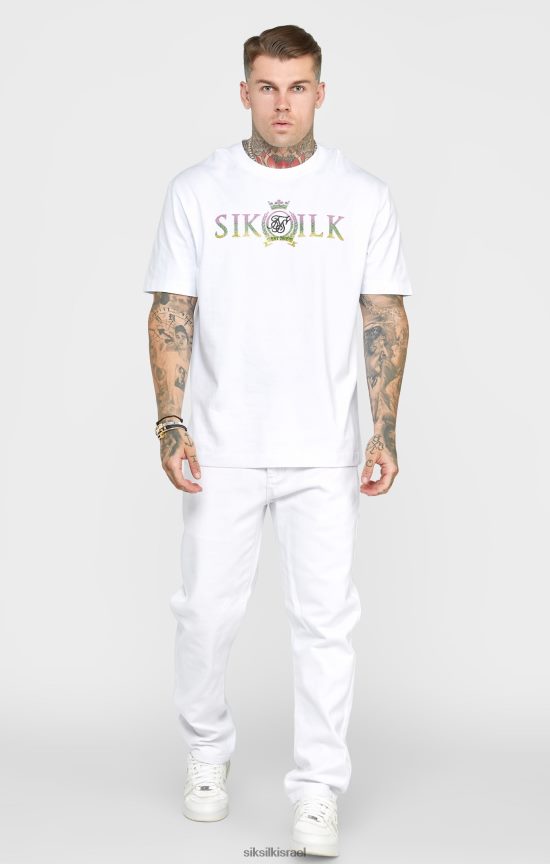 SikSilk לבוש 008V2F550 ורד לבן בגזרת ג'ינס ישר גברים
