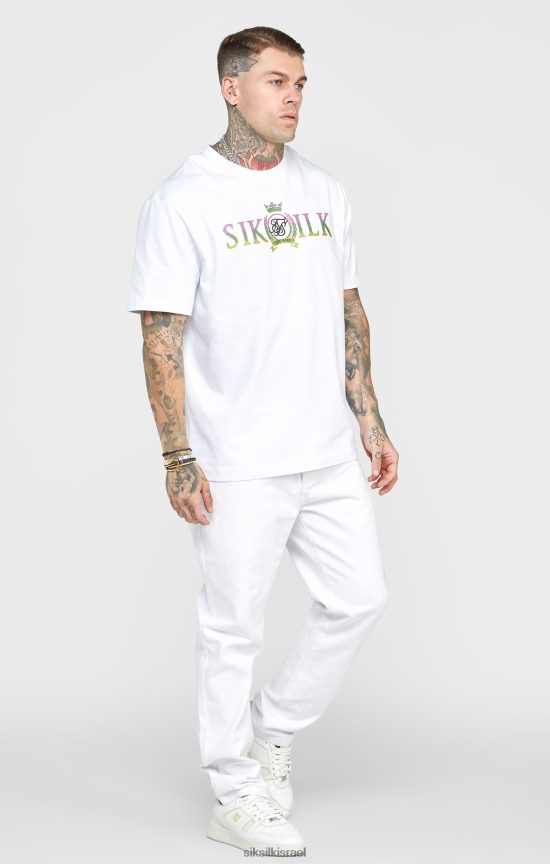 SikSilk לבוש 008V2F550 ורד לבן בגזרת ג'ינס ישר גברים