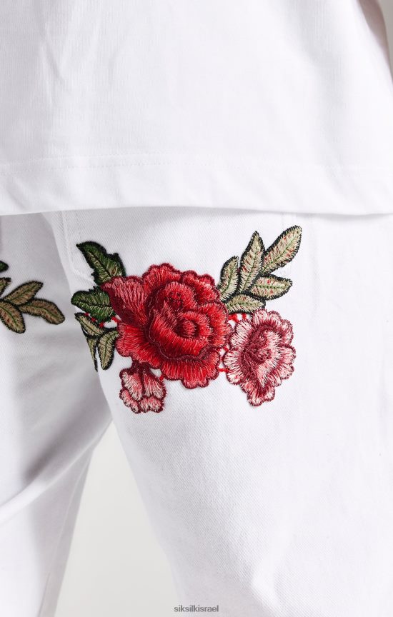 SikSilk לבוש 008V2F550 ורד לבן בגזרת ג'ינס ישר גברים