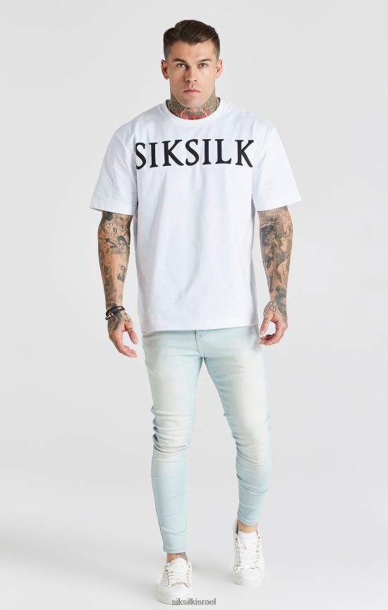 SikSilk לבוש 008V2F552 סקיני ג'ינס חיוני בצבע תכלת גברים