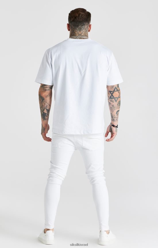 SikSilk לבוש 008V2F553 סקיני ג'ינס חיוני לבן במצוקה גברים