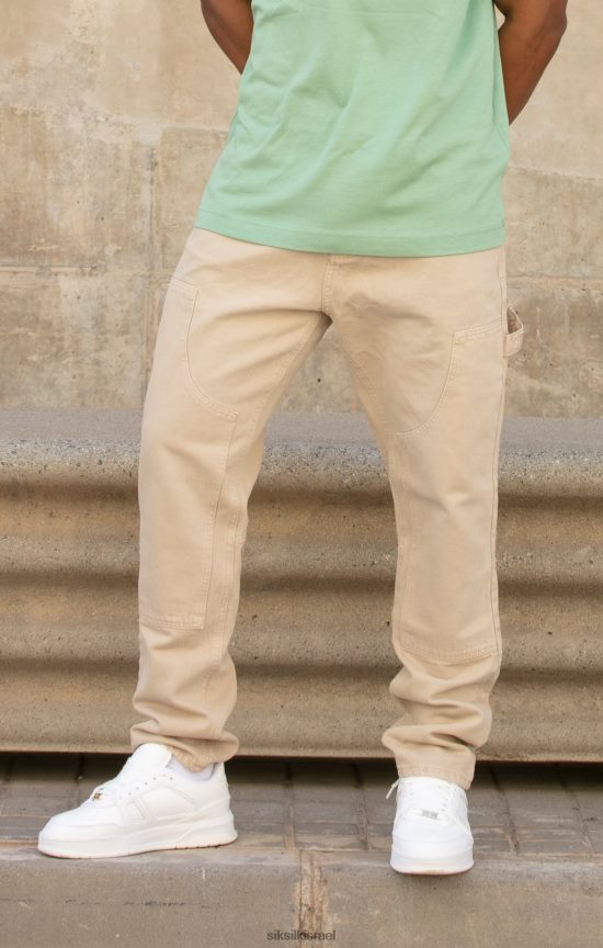 SikSilk לבוש 008V2F555 ecru ג'ינס נגר בהתאמה ישרה גברים