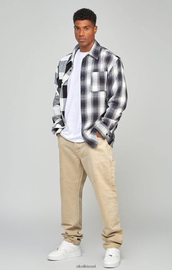 SikSilk לבוש 008V2F555 ecru ג'ינס נגר בהתאמה ישרה גברים