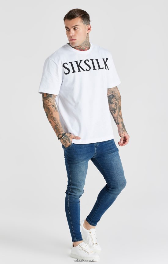 SikSilk לבוש 008V2F556 סקיני ג'ינס חיוני שטוף כחול גברים