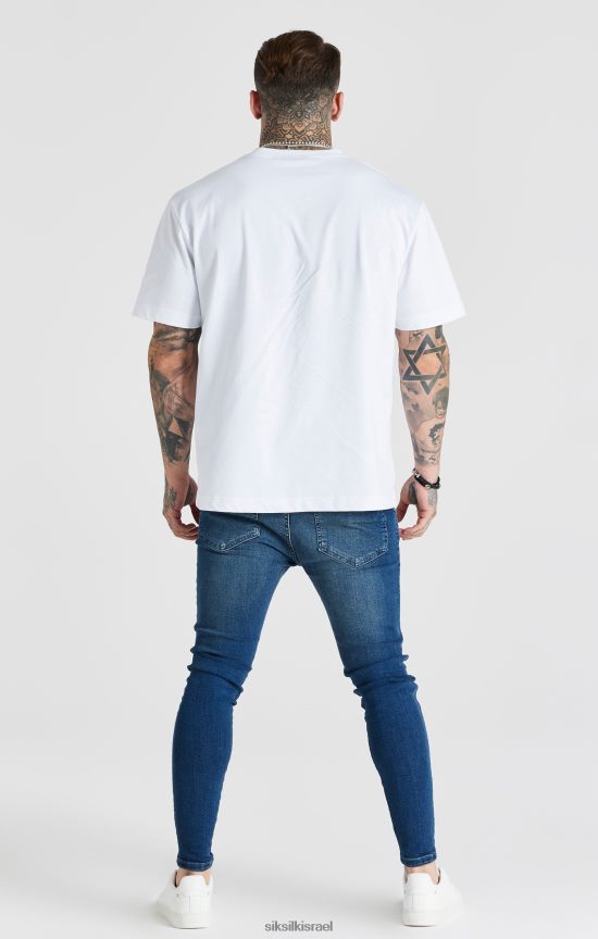 SikSilk לבוש 008V2F556 סקיני ג'ינס חיוני שטוף כחול גברים