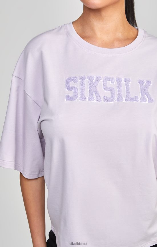 SikSilk לבוש 008V2F55 חולצת טריקו סגולה של לוגו אוניברסיטה נשים