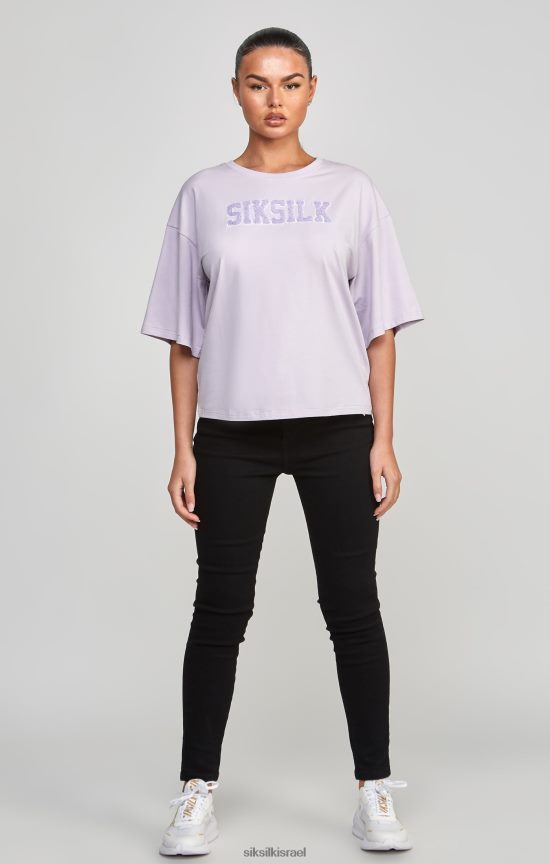 SikSilk לבוש 008V2F55 חולצת טריקו סגולה של לוגו אוניברסיטה נשים