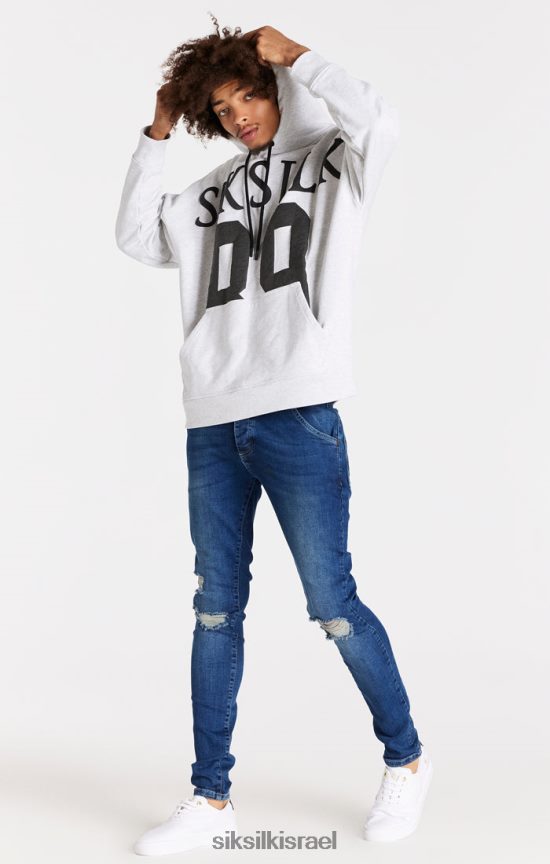 SikSilk לבוש 008V2F563 ג'ינס בגזרה בגזרה כחולה במצוקה גברים