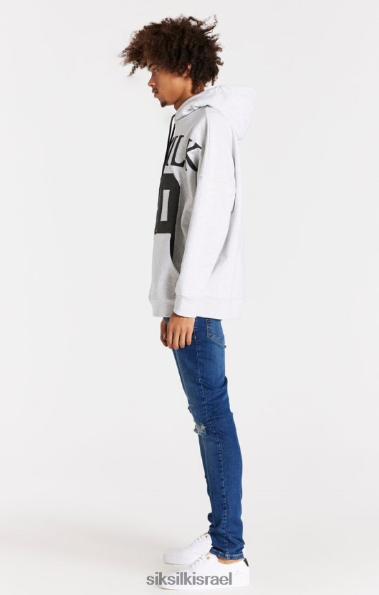 SikSilk לבוש 008V2F563 ג'ינס בגזרה בגזרה כחולה במצוקה גברים