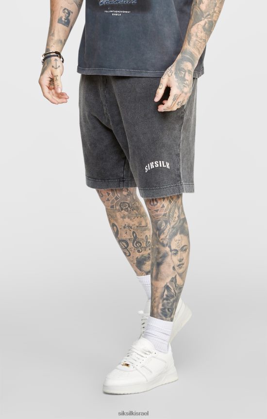 SikSilk לבוש 008V2F567 מכנס רגוע גרפי שחור גברים