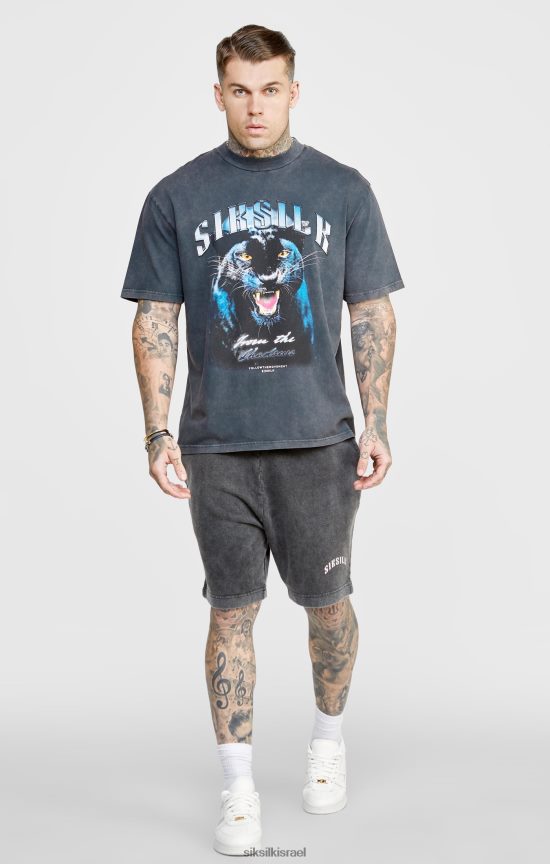 SikSilk לבוש 008V2F567 מכנס רגוע גרפי שחור גברים
