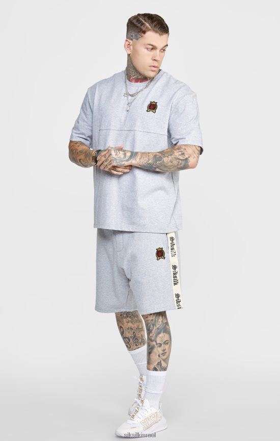 SikSilk לבוש 008V2F569 קצר אפור עם הקלטת צד גותית גברים