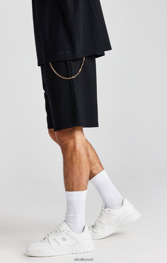 SikSilk לבוש 008V2F571 שרשרת שחורה קצרה בגזרה רופפת גברים