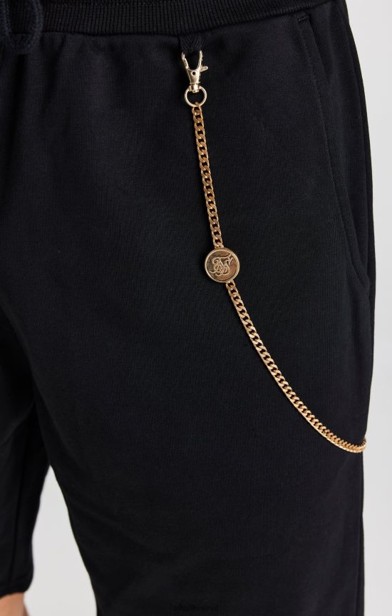 SikSilk לבוש 008V2F571 שרשרת שחורה קצרה בגזרה רופפת גברים