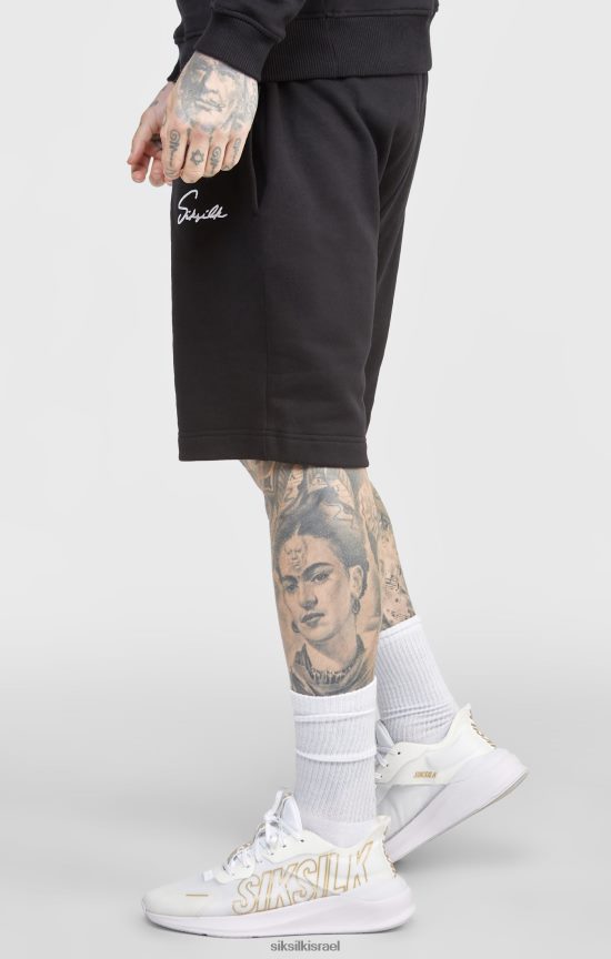 SikSilk לבוש 008V2F581 רקמת כתב שחור קצר גברים