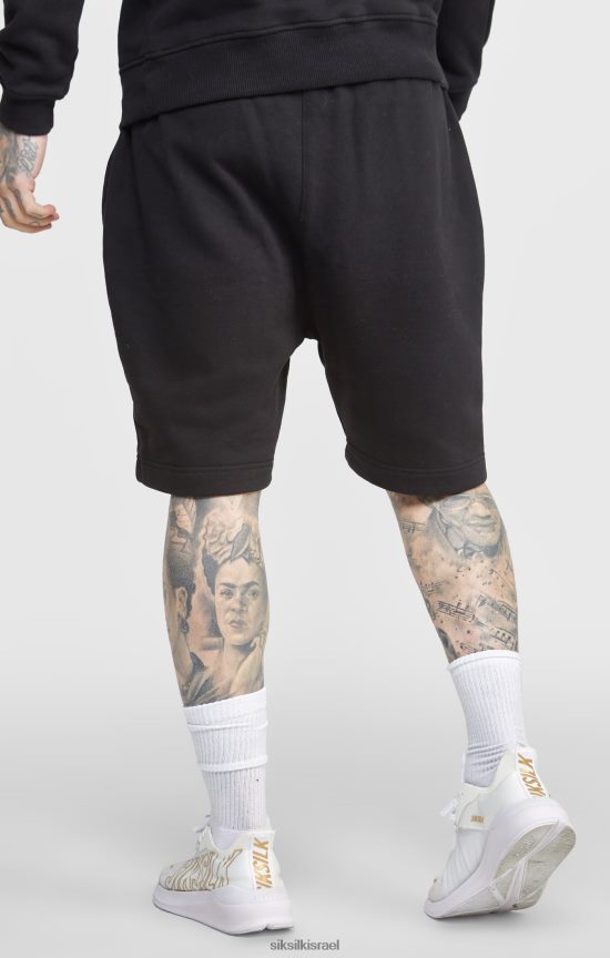 SikSilk לבוש 008V2F581 רקמת כתב שחור קצר גברים
