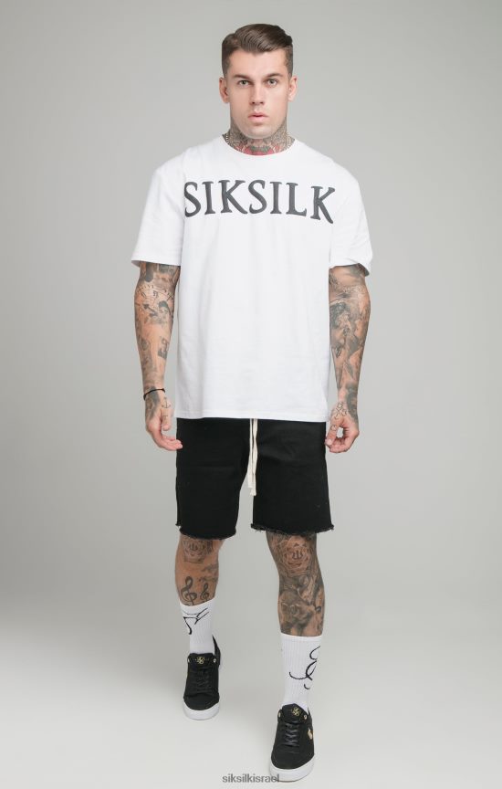 SikSilk לבוש 008V2F582 מכפלת גולמית שחורה קצרה ג'ינס רגוע גברים