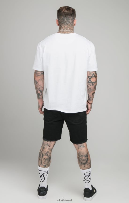 SikSilk לבוש 008V2F582 מכפלת גולמית שחורה קצרה ג'ינס רגוע גברים