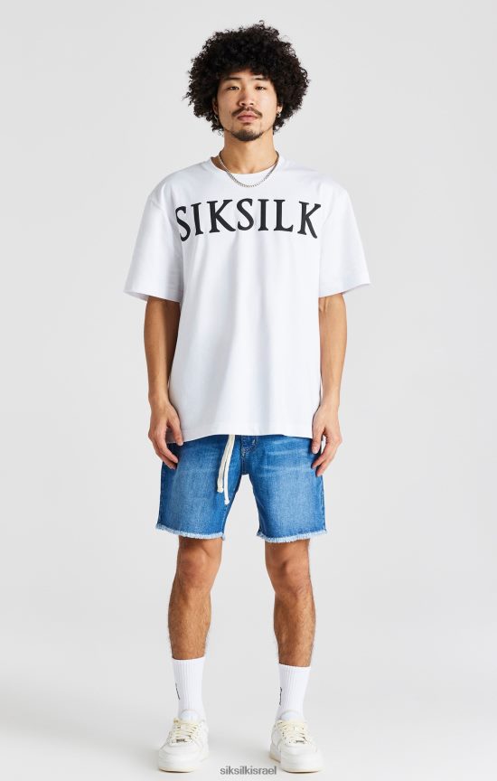 SikSilk לבוש 008V2F587 מכפלת גולמית כחולה קצרה ג'ינס רגוע גברים