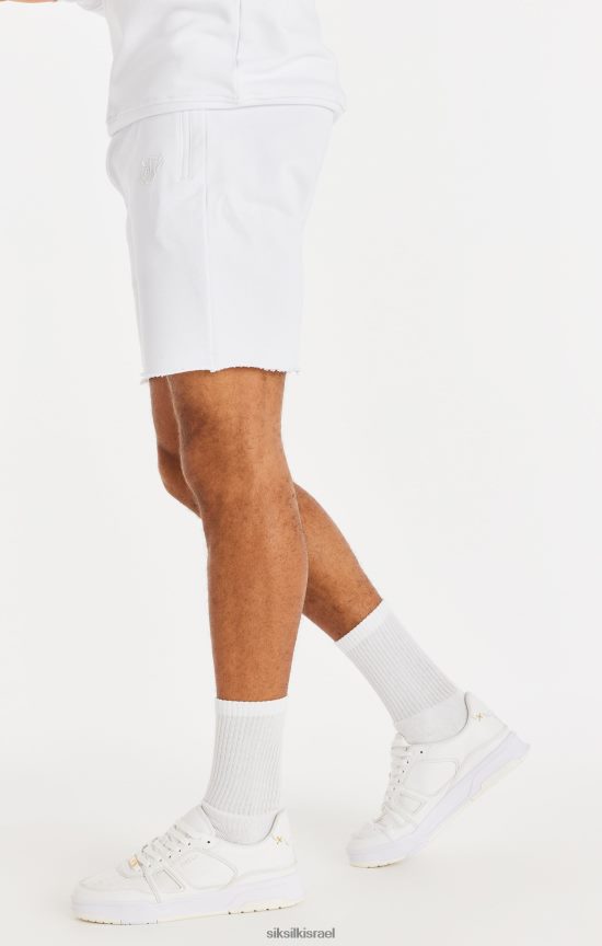 SikSilk לבוש 008V2F589 מכנסי מכפלת גולמית רגועה - לבן גברים