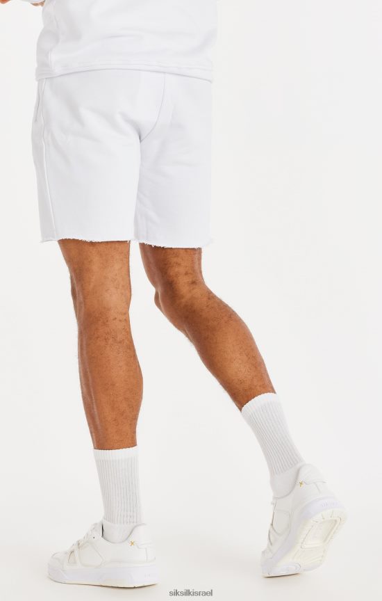 SikSilk לבוש 008V2F589 מכנסי מכפלת גולמית רגועה - לבן גברים