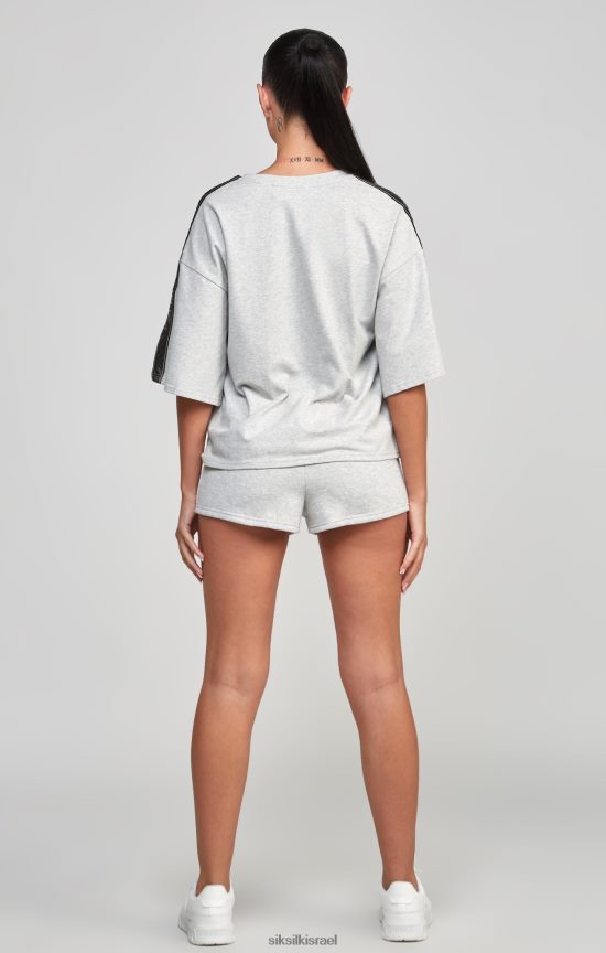 SikSilk לבוש 008V2F58 חולצת טריקו אפורה עם דבק נשים