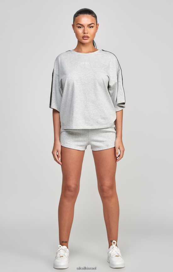 SikSilk לבוש 008V2F58 חולצת טריקו אפורה עם דבק נשים