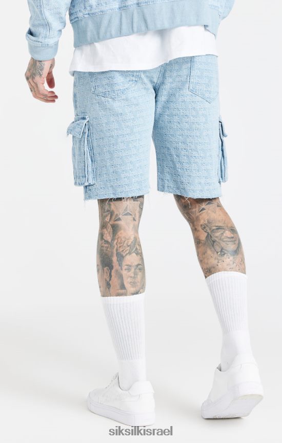 SikSilk לבוש 008V2F593 קצר מטען ג'ינס בצבע ג'קארד כחול גברים