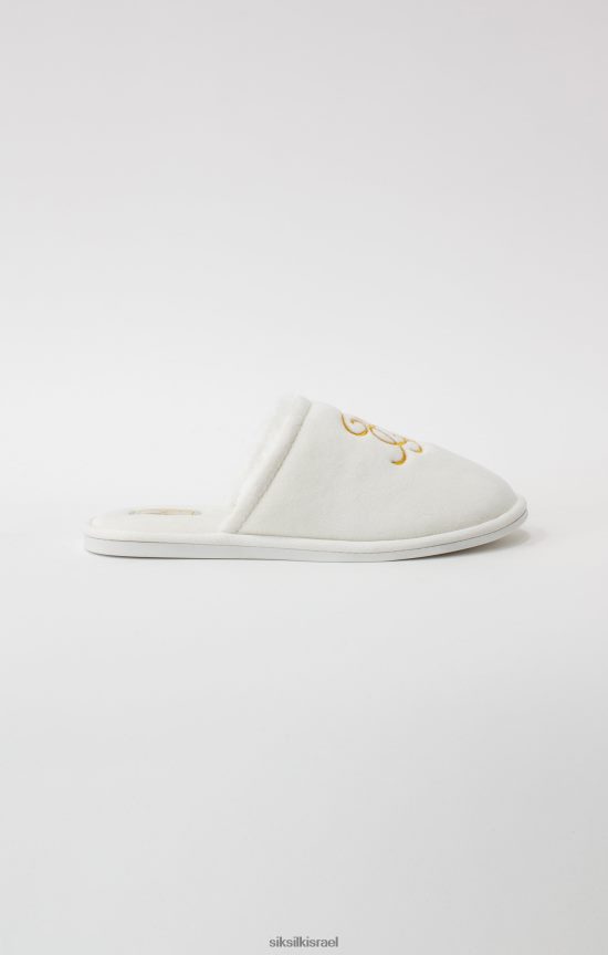 SikSilk הַנעָלָה 008V2F6 כפכף לבן עם לוגו רקום גברים